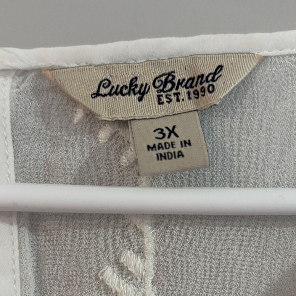 Lucky Brand Ivory Embroidered Bohemian Blouse - Picture 2 of 3